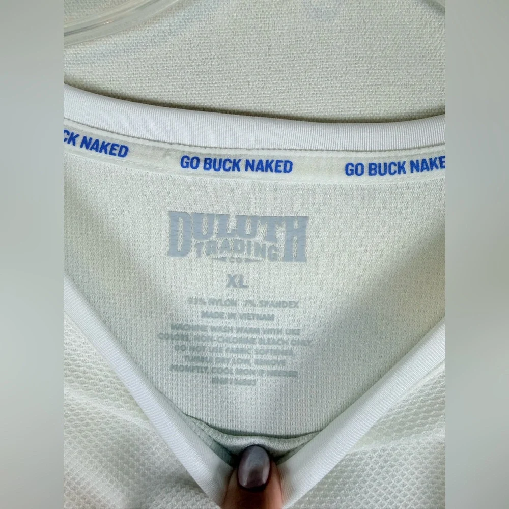 Duluth Trading Buck Naked Travel Crew Undershirt Men’s XL White Zip Pocket